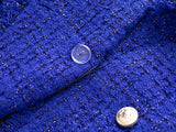 Ellia Tweed Royal Blue Blazer - SunsetFashionLA