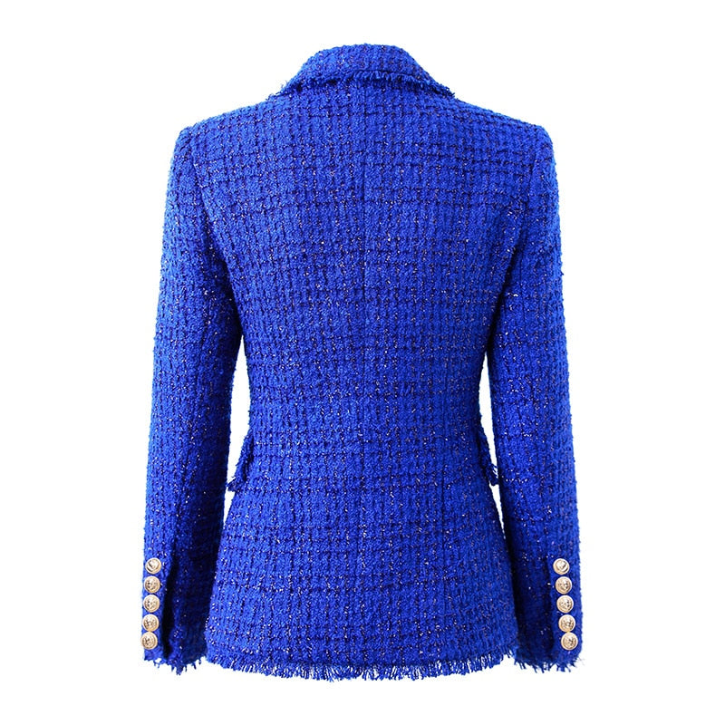 Ellia Tweed Royal Blue Blazer - SunsetFashionLA