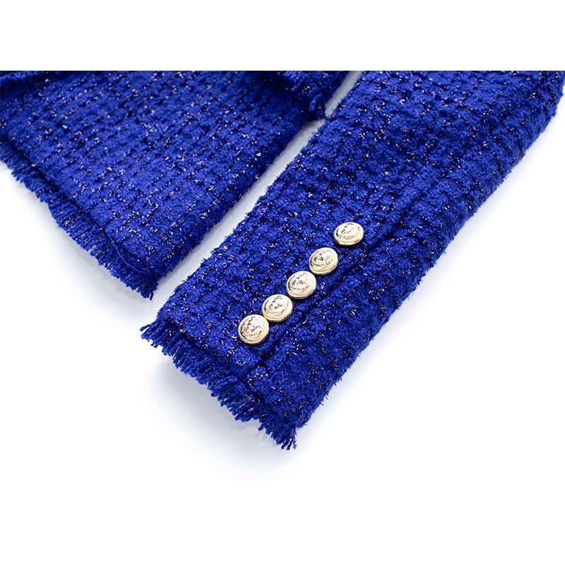 Ellia Tweed Royal Blue Blazer - SunsetFashionLA