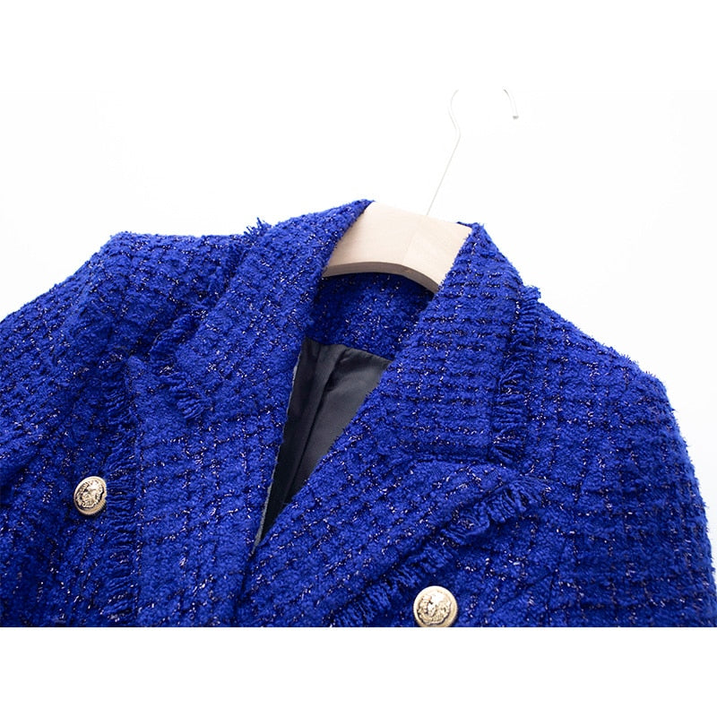 Ellia Tweed Royal Blue Blazer - SunsetFashionLA