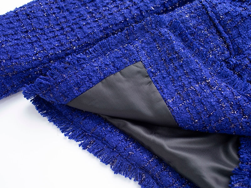 Ellia Tweed Royal Blue Blazer - SunsetFashionLA