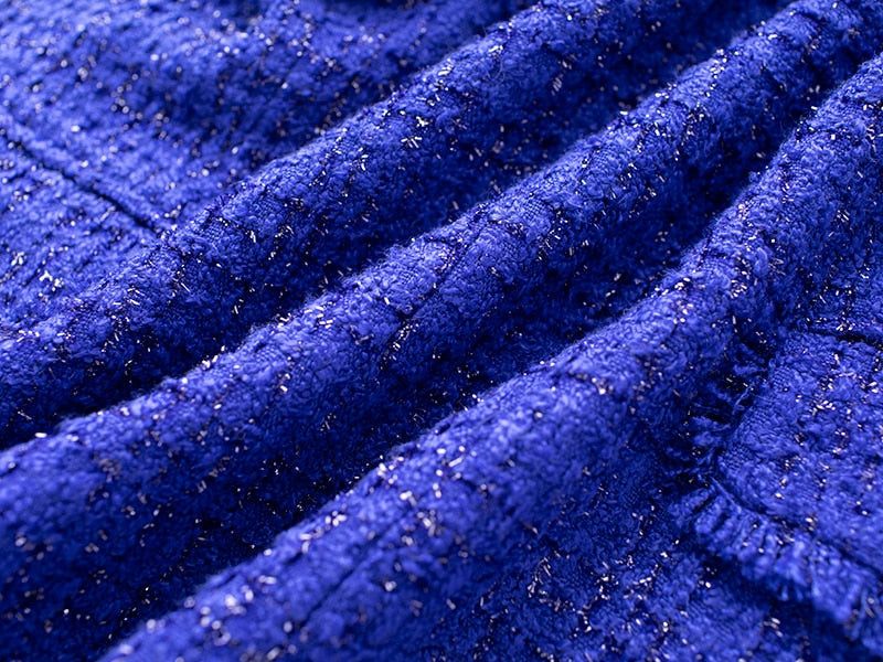 Ellia Tweed Royal Blue Blazer - SunsetFashionLA