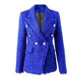 Ellia Tweed Royal Blue Blazer - SunsetFashionLA