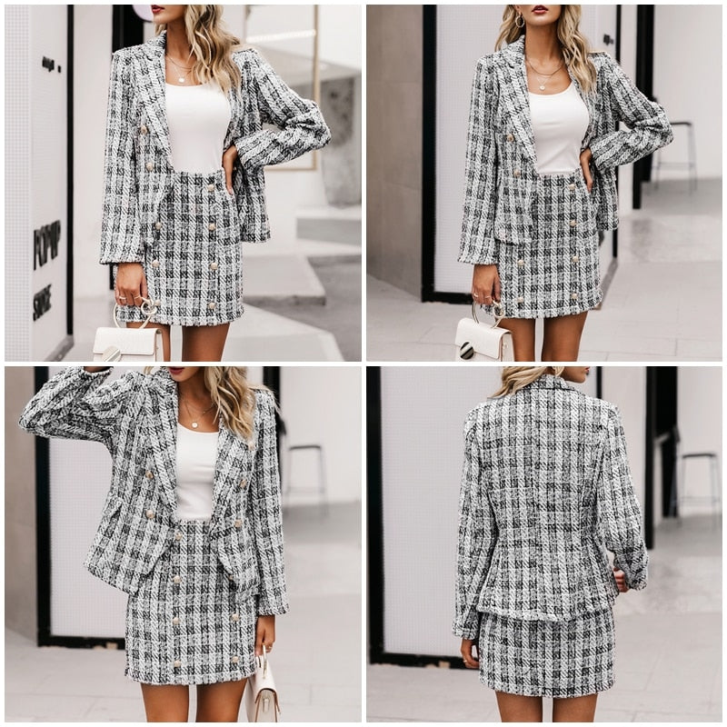 Elodie Plaid Blazer - SunsetFashionLA