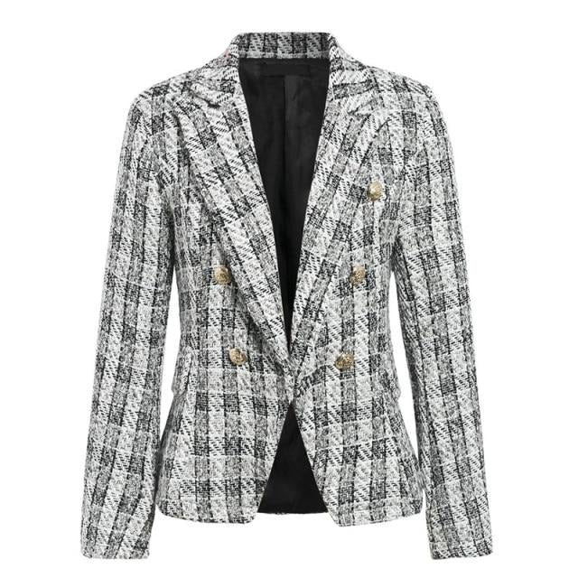 Elodie Plaid Blazer - SunsetFashionLA