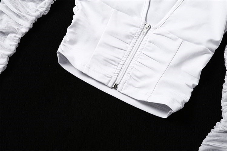 Enya Mesh Long Sleeve Crop Top - SunsetFashionLA