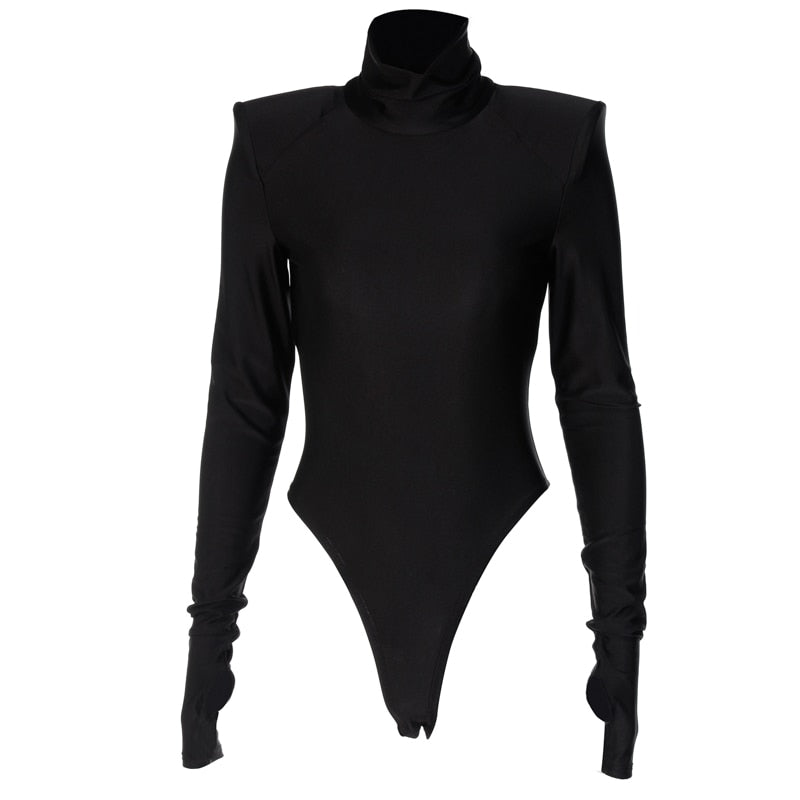 Fayvy Turtleneck Bodysuit with Padded Shoulders - SunsetFashionLA