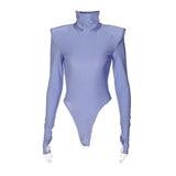Fayvy Turtleneck Bodysuit with Padded Shoulders - SunsetFashionLA