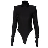 Fayvy Turtleneck Bodysuit with Padded Shoulders - SunsetFashionLA