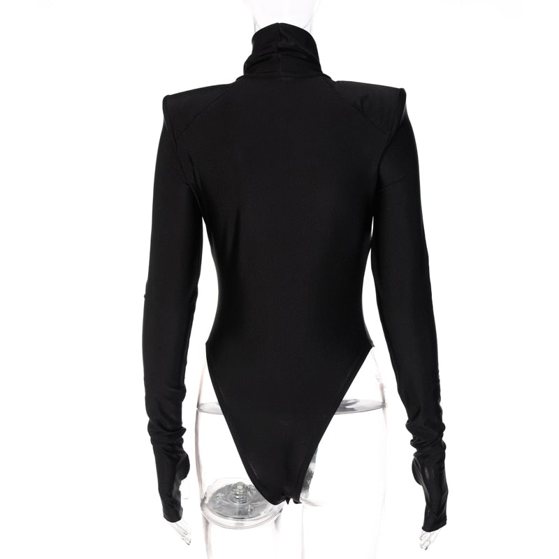 Fayvy Turtleneck Bodysuit with Padded Shoulders - SunsetFashionLA