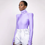 Fayvy Turtleneck Bodysuit with Padded Shoulders - SunsetFashionLA