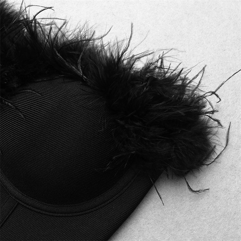 Feather Strapless Bandage Crop Top - SunsetFashionLA