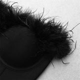 Feather Strapless Bandage Crop Top - SunsetFashionLA