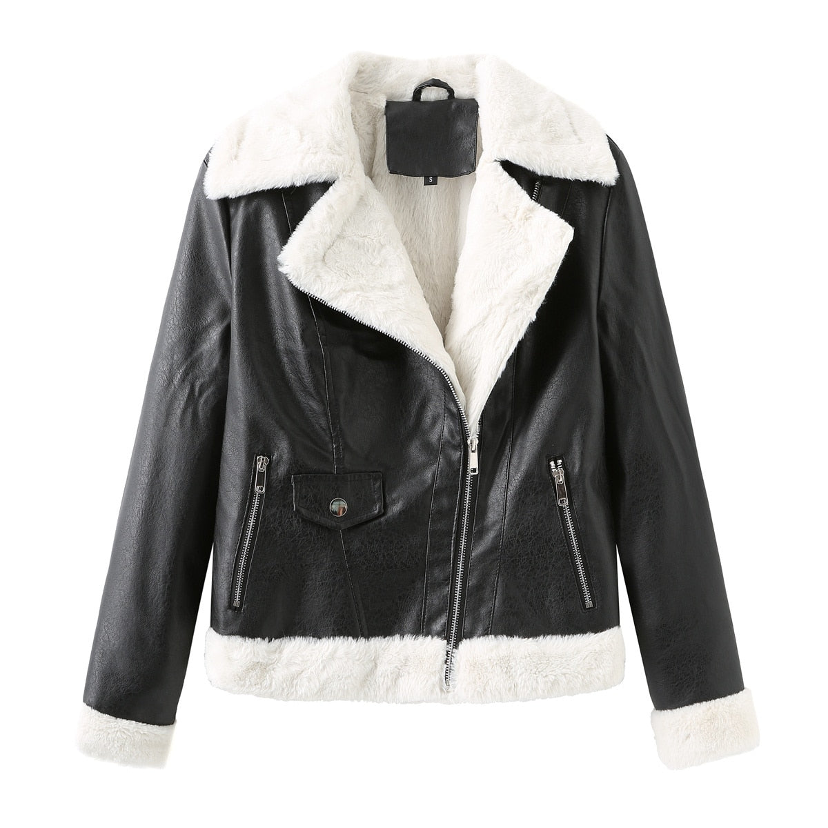 Fleece Lined Thick Warm Leather Jacket - SunsetFashionLA