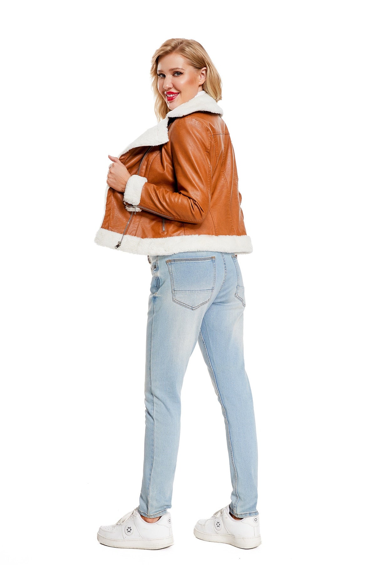 Fleece Lined Thick Warm Leather Jacket - SunsetFashionLA