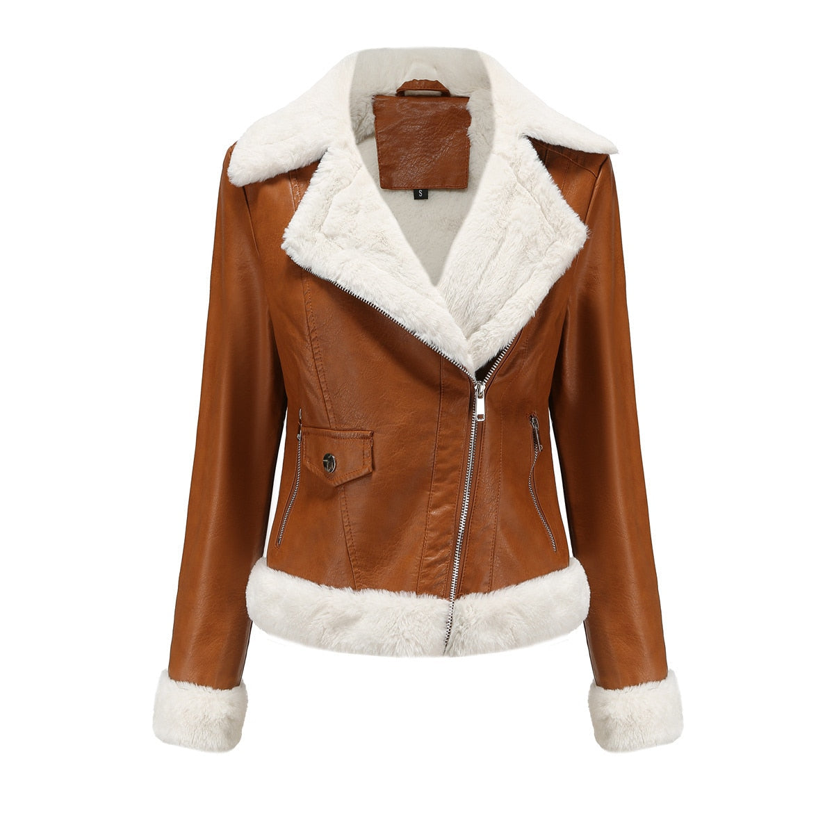 Fleece Lined Thick Warm Leather Jacket - SunsetFashionLA