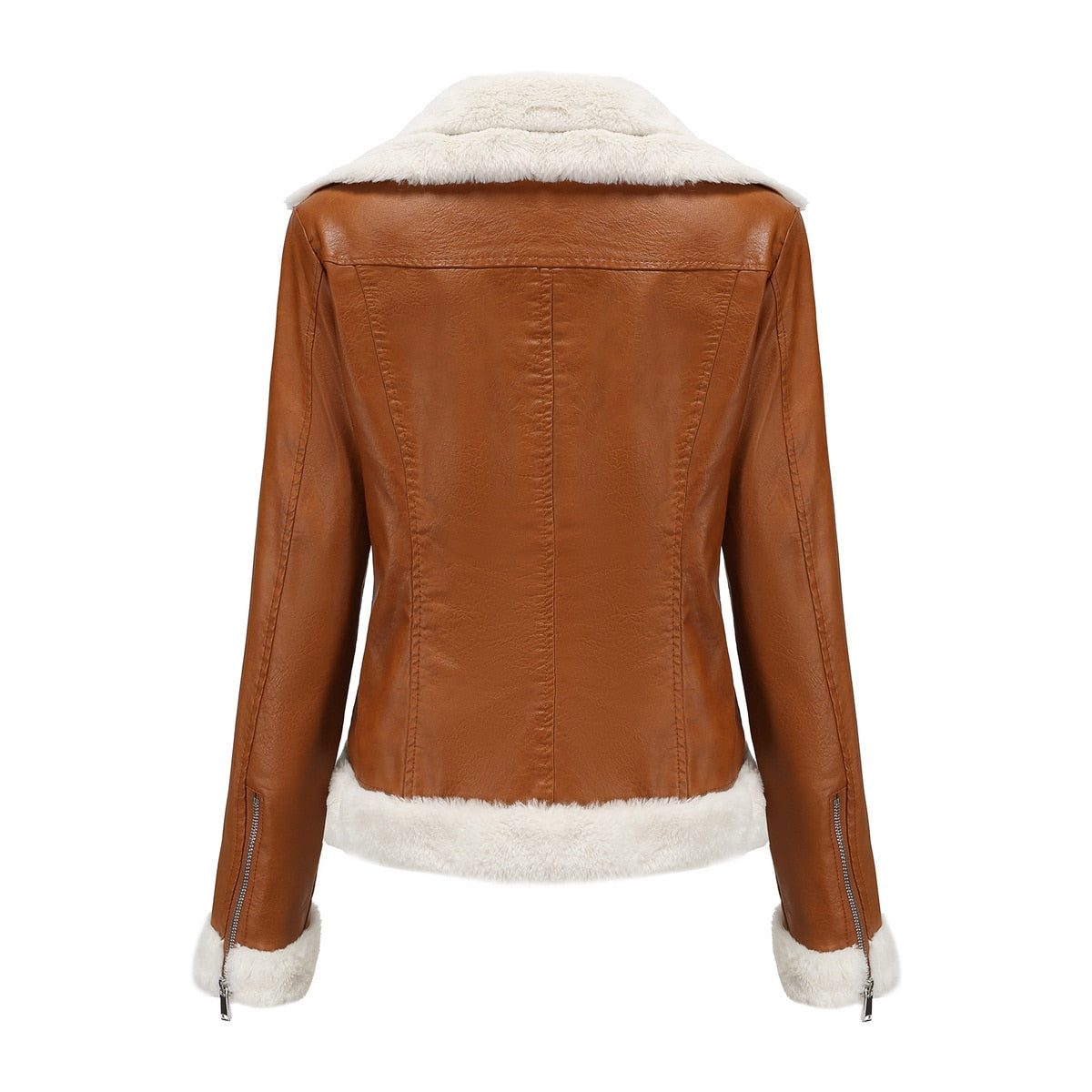 Fleece Lined Thick Warm Leather Jacket - SunsetFashionLA
