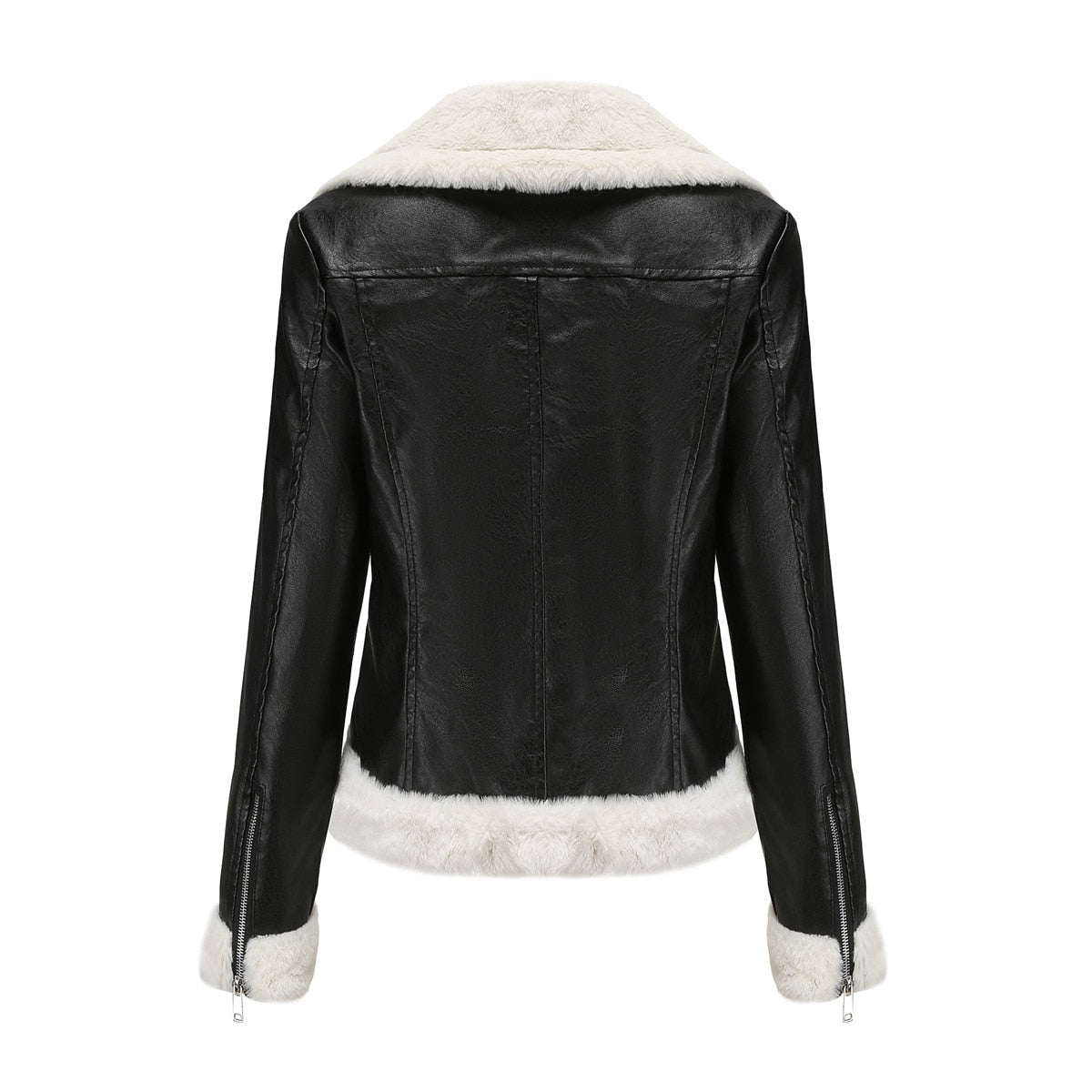 Fleece Lined Thick Warm Leather Jacket - SunsetFashionLA