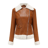 Fleece Lined Thick Warm Leather Jacket - SunsetFashionLA