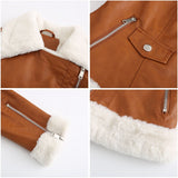 Fleece Lined Thick Warm Leather Jacket - SunsetFashionLA