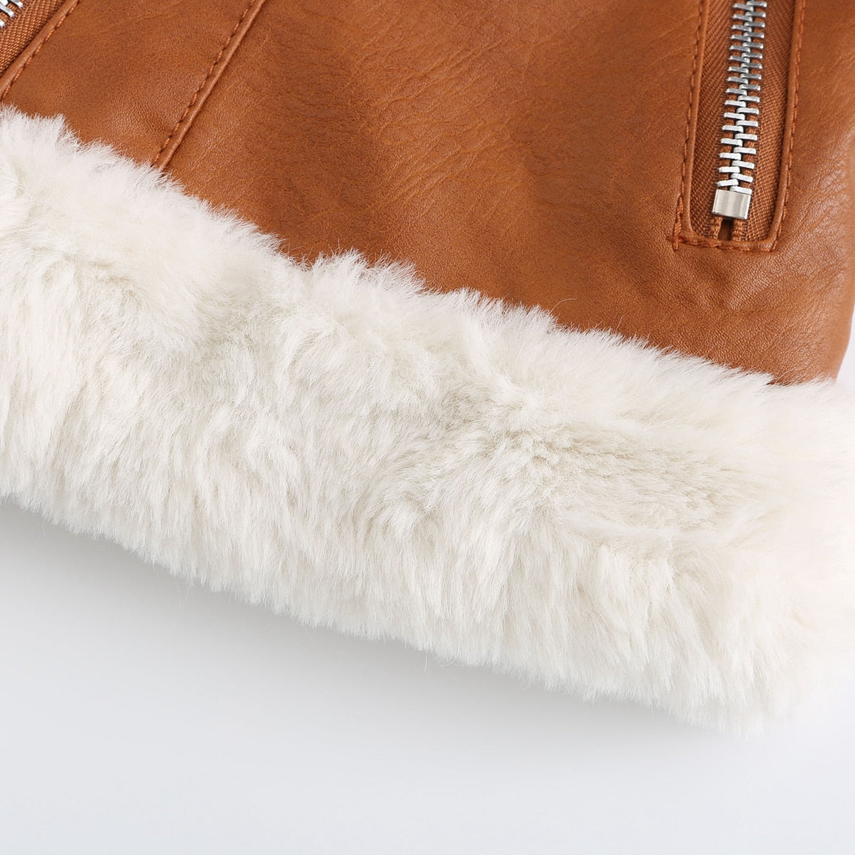 Fleece Lined Thick Warm Leather Jacket - SunsetFashionLA