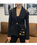 Gold Pins Black Blazer - SunsetFashionLA