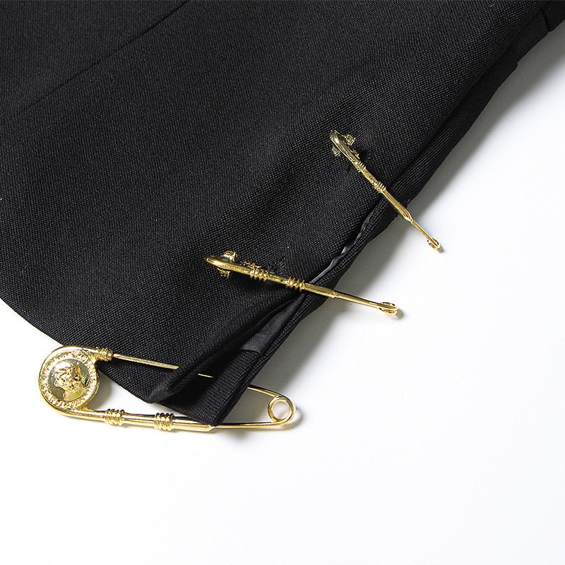 Gold Pins Black Blazer - SunsetFashionLA