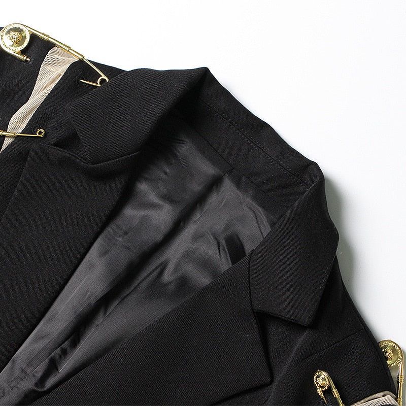 Gold Pins Black Blazer - SunsetFashionLA