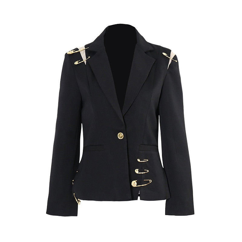 Gold Pins Black Blazer - SunsetFashionLA