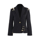 Gold Pins Black Blazer - SunsetFashionLA