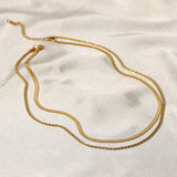 Gold Plated Flat Snake Chain Layer Necklace - SunsetFashionLA