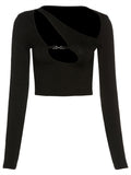 Greta Cut Out Long Sleeve Crop Top - SunsetFashionLA