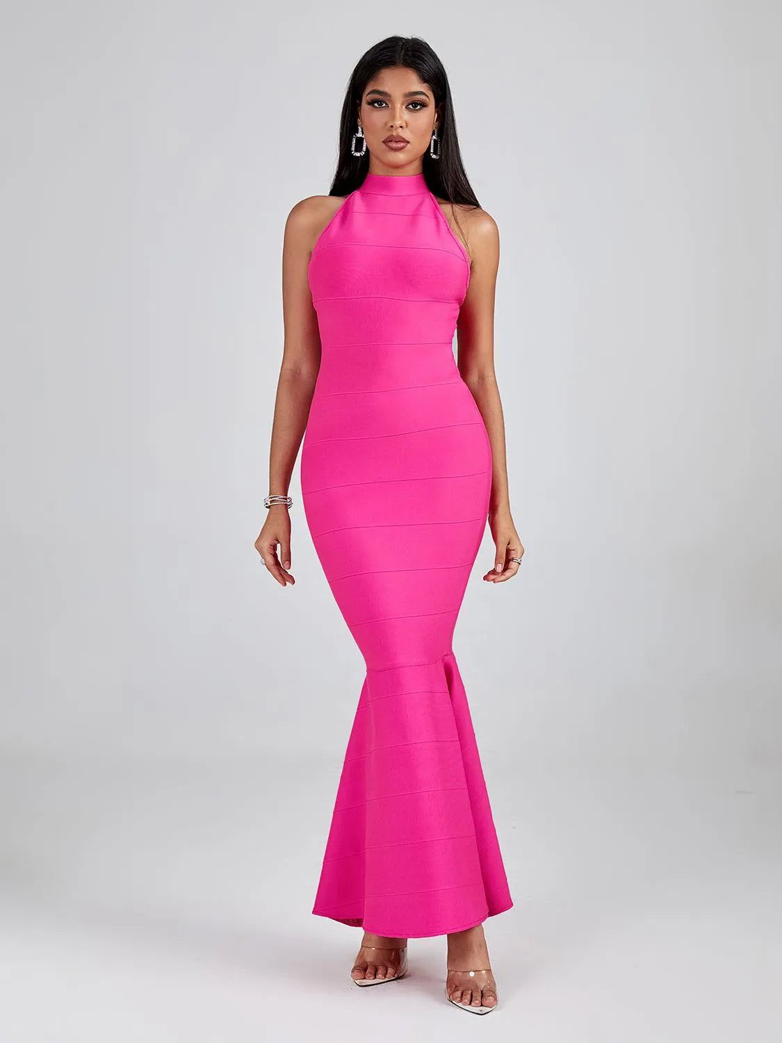 Hayami Bandage Halter Mermaid Gown Dress - SunsetFashionLA