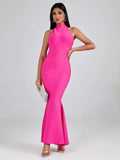 Hayami Bandage Halter Mermaid Gown Dress - SunsetFashionLA