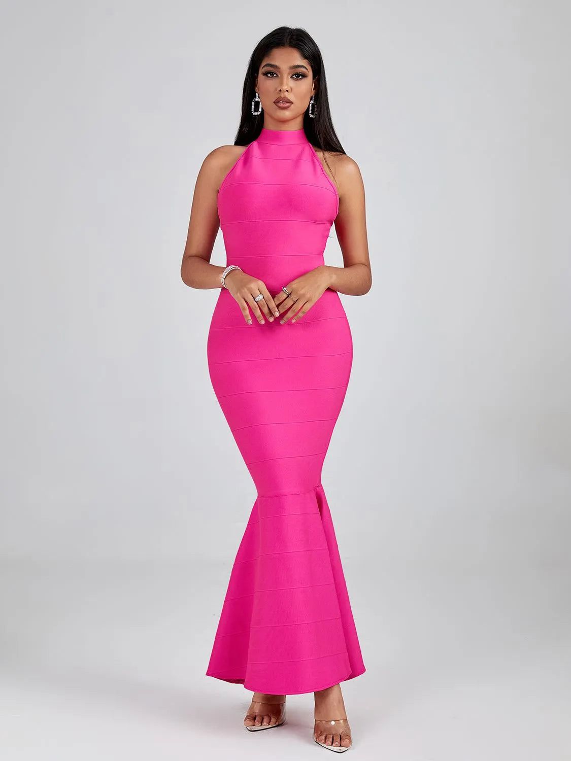 Hayami Bandage Halter Mermaid Gown Dress - SunsetFashionLA