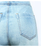 High Waist Wide Leg Jeans with Button Fly in Light Blue - SunsetFashionLA