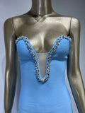 Hilo Bandage Strapless Rhinestone Deep Cleavage Dress - SunsetFashionLA