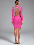 Irie Long Sleeve Bandage Rhinestone Tassel Dress - SunsetFashionLA