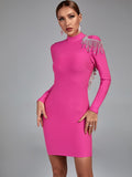 Irie Long Sleeve Bandage Rhinestone Tassel Dress - SunsetFashionLA