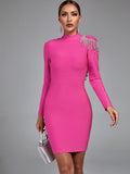 Irie Long Sleeve Bandage Rhinestone Tassel Dress