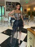 Ivanna Sequin Rhinestone Two Piece Dress Set - SunsetFashionLA