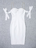 Jewel Bandage Pearl Straps Dress - SunsetFashionLA