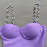 Joanne Rhinestone Bandage Dress with Feathers - SunsetFashionLA