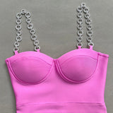 Joanne Rhinestone Bandage Dress with Feathers - SunsetFashionLA