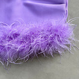 Joanne Rhinestone Bandage Dress with Feathers - SunsetFashionLA