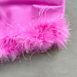 Joanne Rhinestone Bandage Dress with Feathers - SunsetFashionLA