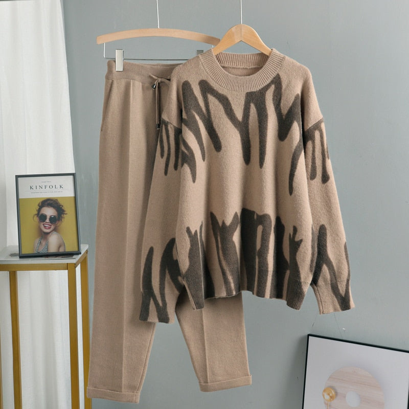 Joanne Tie Dye Warm Knit Two Piece Set - SunsetFashionLA