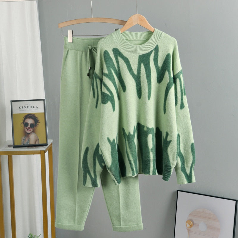 Joanne Tie Dye Warm Knit Two Piece Set - SunsetFashionLA