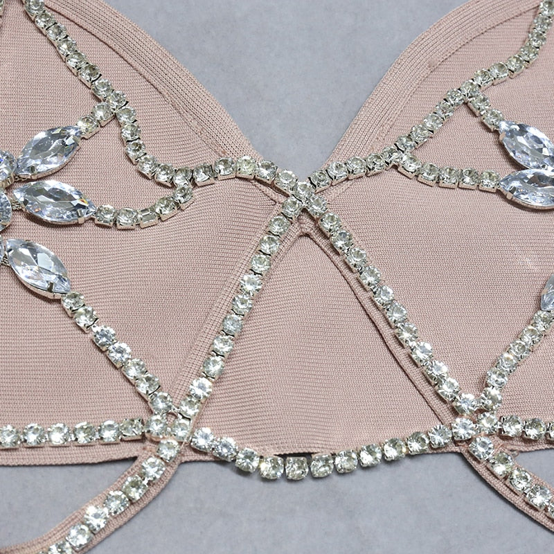 Jobelle Bandage Two Piece Rhinestone Two Piece Set - SunsetFashionLA