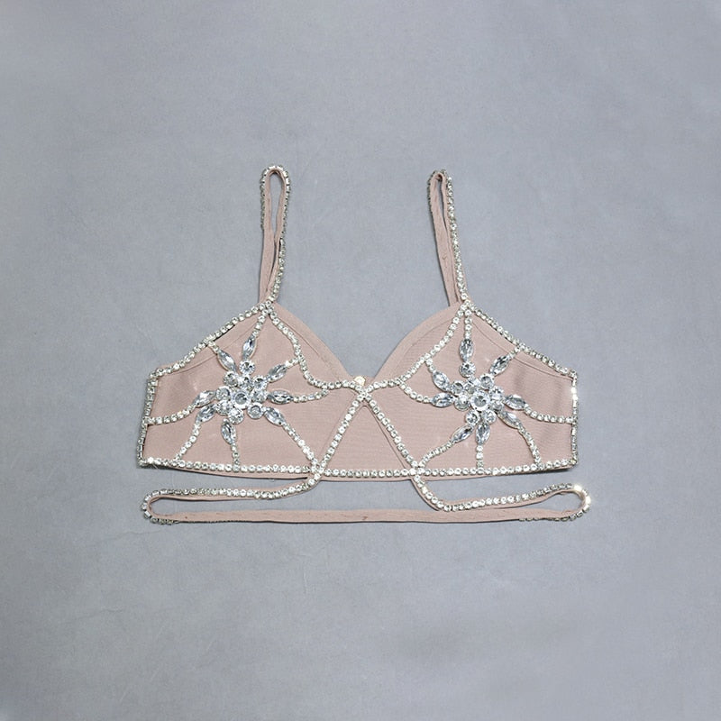 Jobelle Bandage Two Piece Rhinestone Two Piece Set - SunsetFashionLA